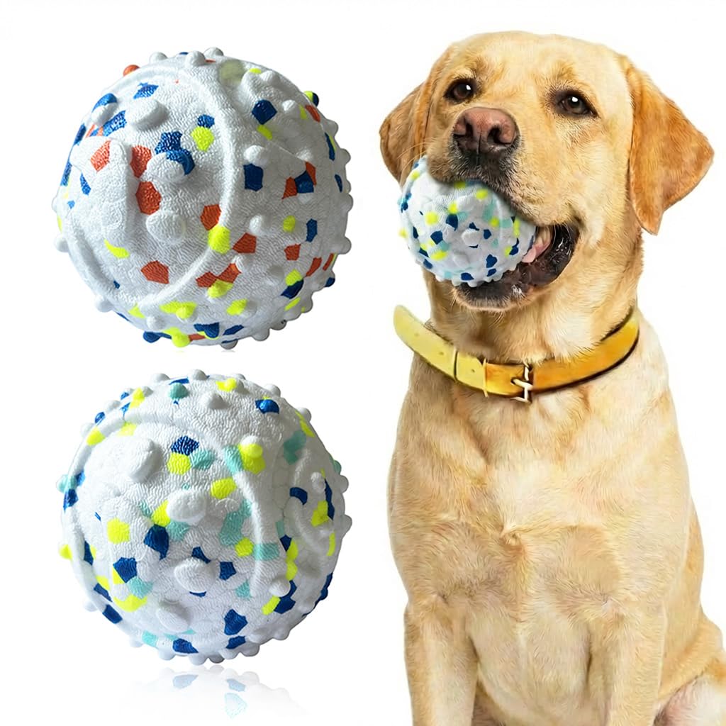 CAISHOW Dog Ball Squeak Toys (Bell ball 2Pcs White) â image 1