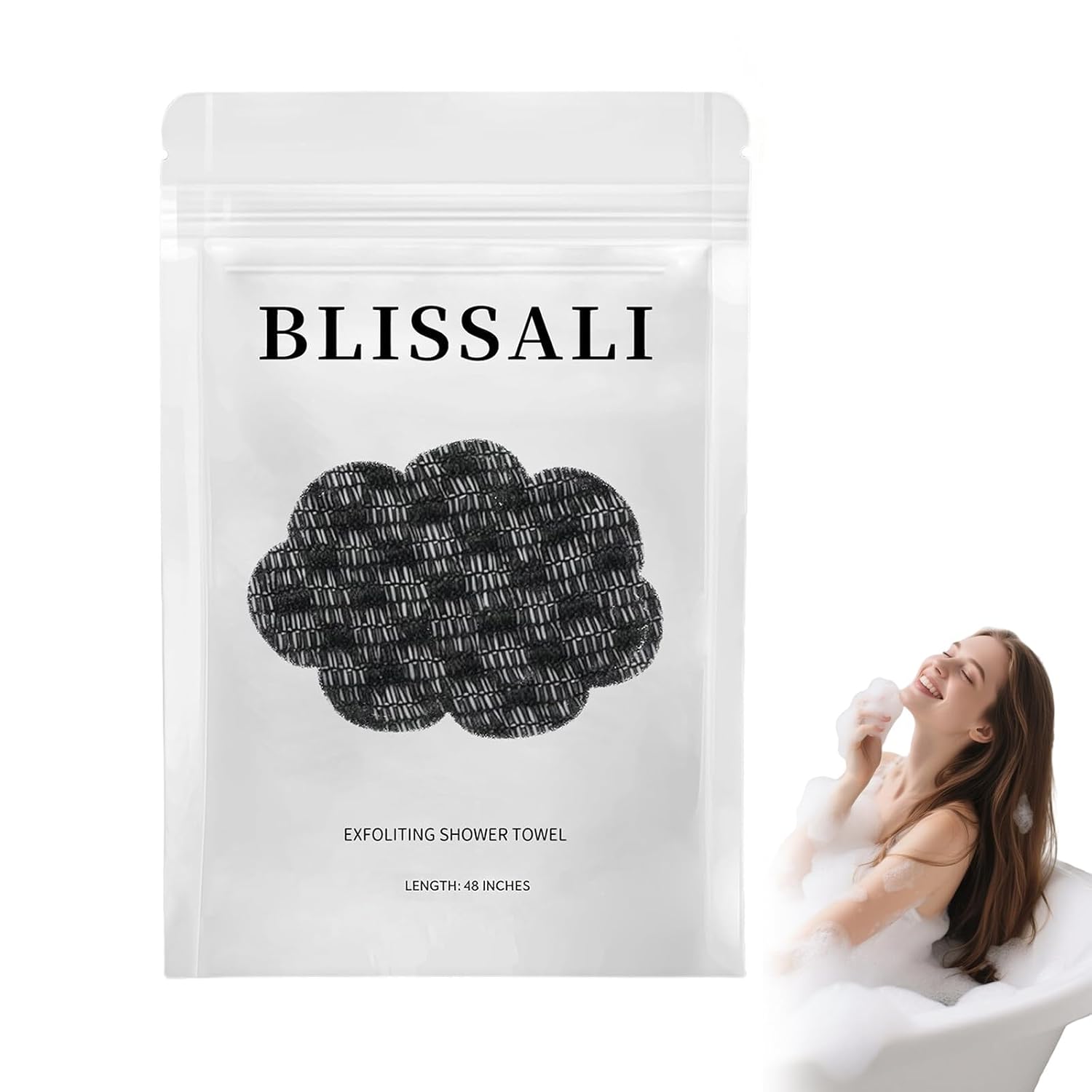 Blissal Exfoliating Shower Towel - 2-in-1 Scrub Wash Cloth