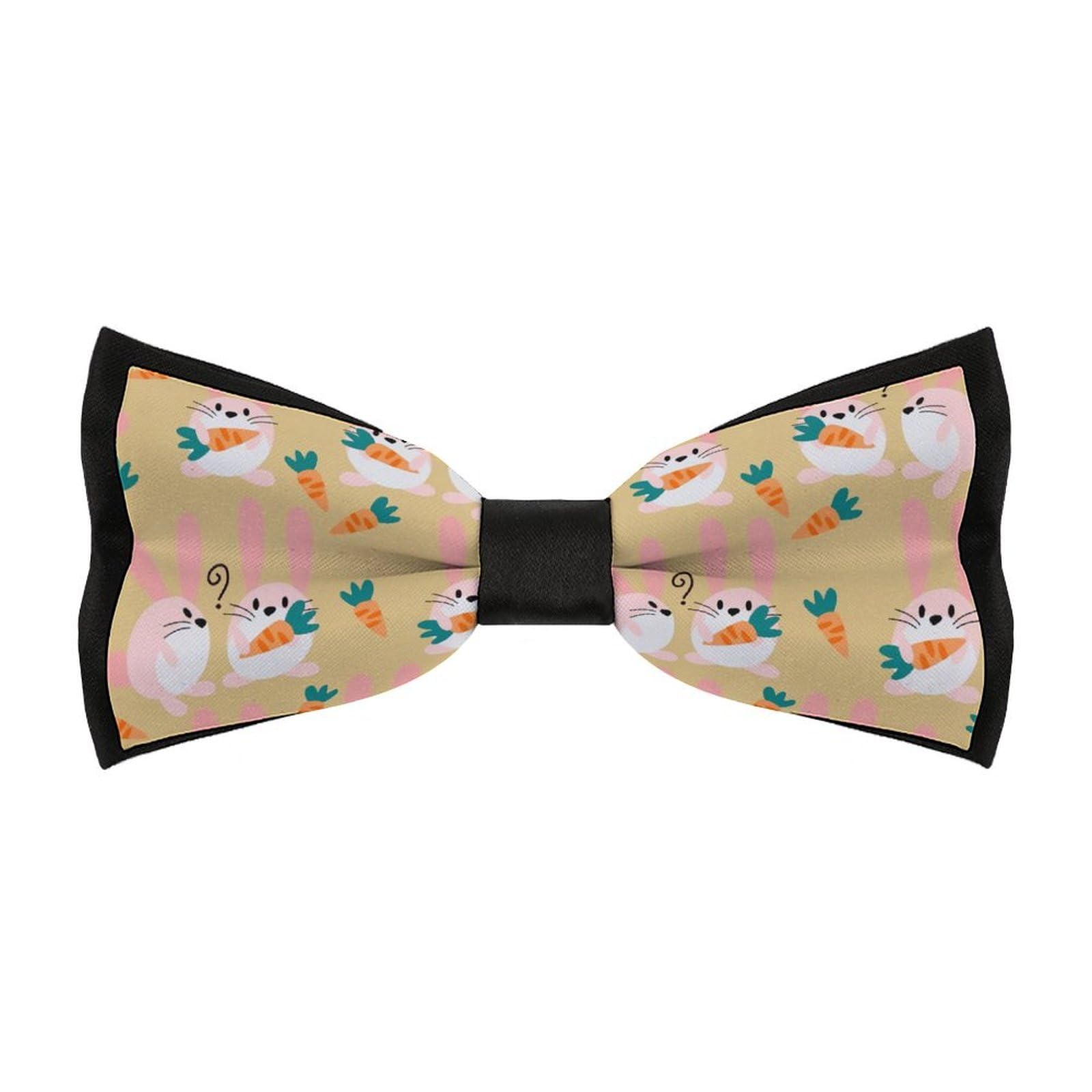 JYYAU Cute Rabbit Pattern Bow Tie Adjustable Necktie For Men Business Fashion Pre-tied Tie Neckwear Novelty Accessory For Weddings Party Festival