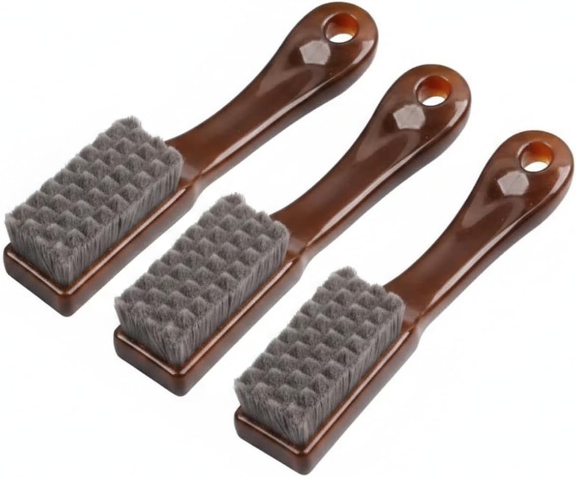 3-Piece Mini Bristle Brush Set for Detailed Cleaning of Walnuts, Beads, and Collectibles