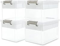 Vista 9 de Citylife - Contenedores de almacenamiento de plástico transparente de 17 cuartos de galón con bandeja extraíble, caja de cierre apilable con asa