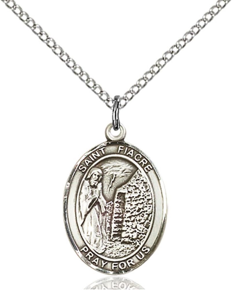 Bonyak Jewelry St. Fiacre Hand-Crafted Oval Medal Pendant in Sterling Silver