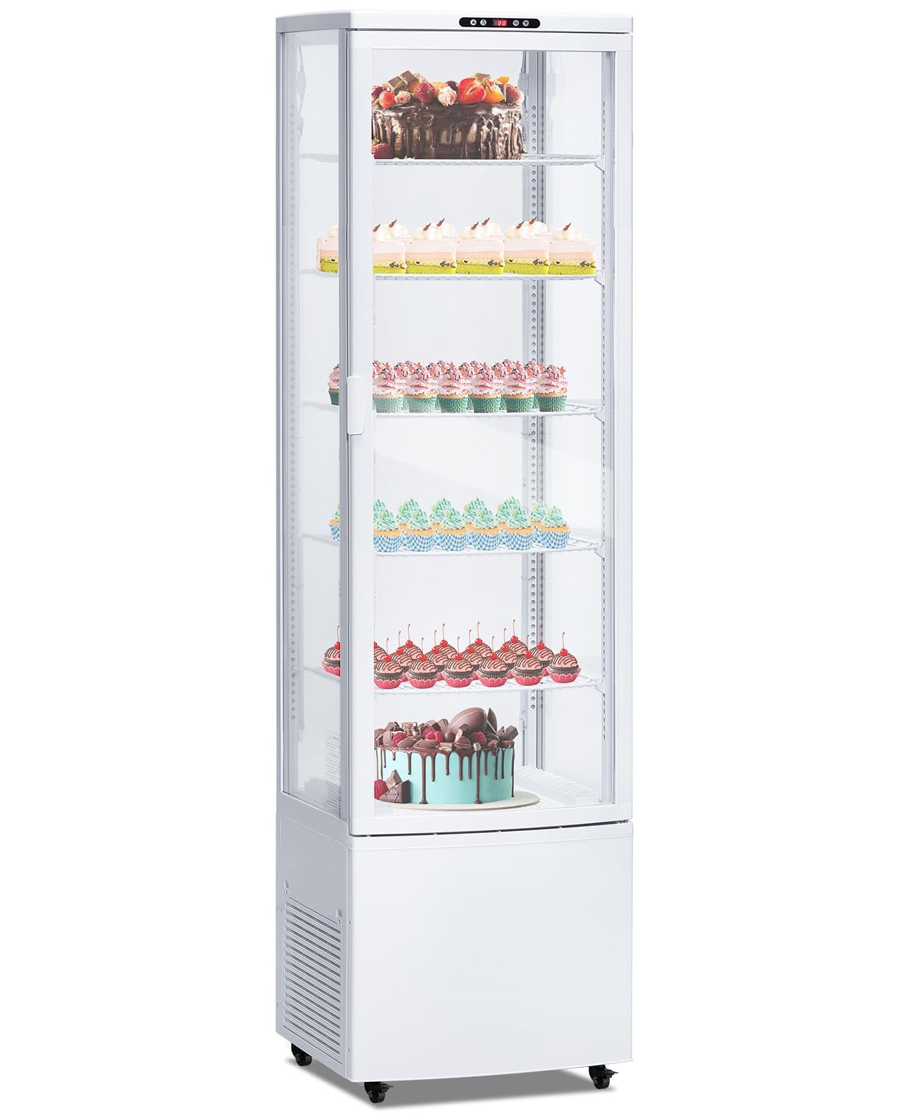 Commercial Display Refrigerator, 10.9 Cu.Ft Beverage Cooler with Glass Door, LED Lighting, 5 Shelves, Merchandiser Fridge for Restaurant, Bar, Cafe, Convenience Store