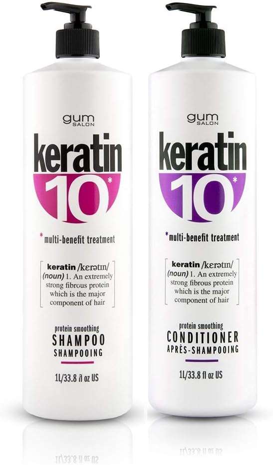 KERATIN 10 gum salon SHAMPOO + CONDITIONER 1 Litre ****DUO OFFER****