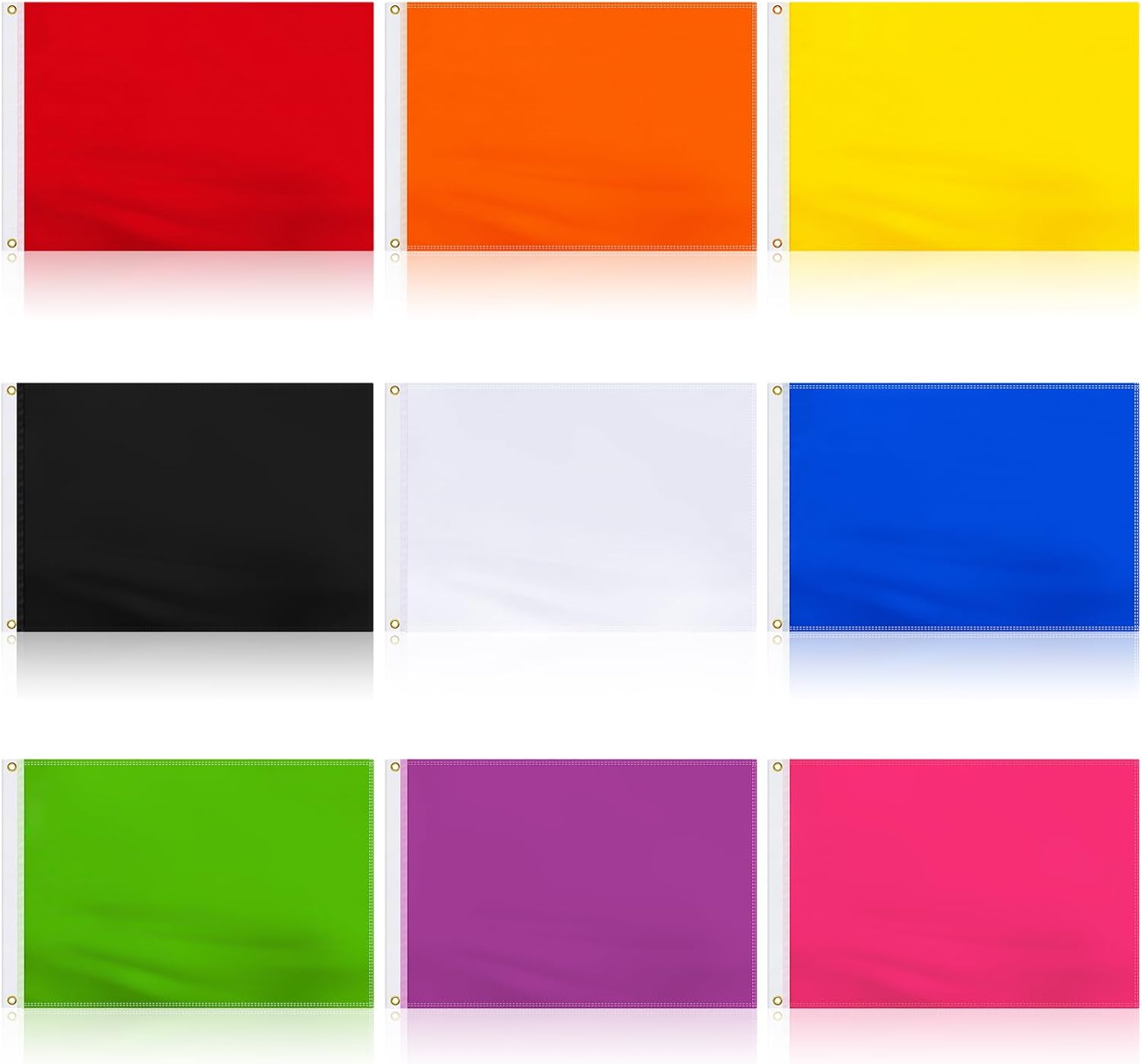 Mixweer 9 Pack 2 x 3 ft Solid Color Flags Multicolor Set Color Flag Plain DIY 150d Polyester Banner with Grommets for Outdoor Lawn DIY Garden Backyard Playground Decor