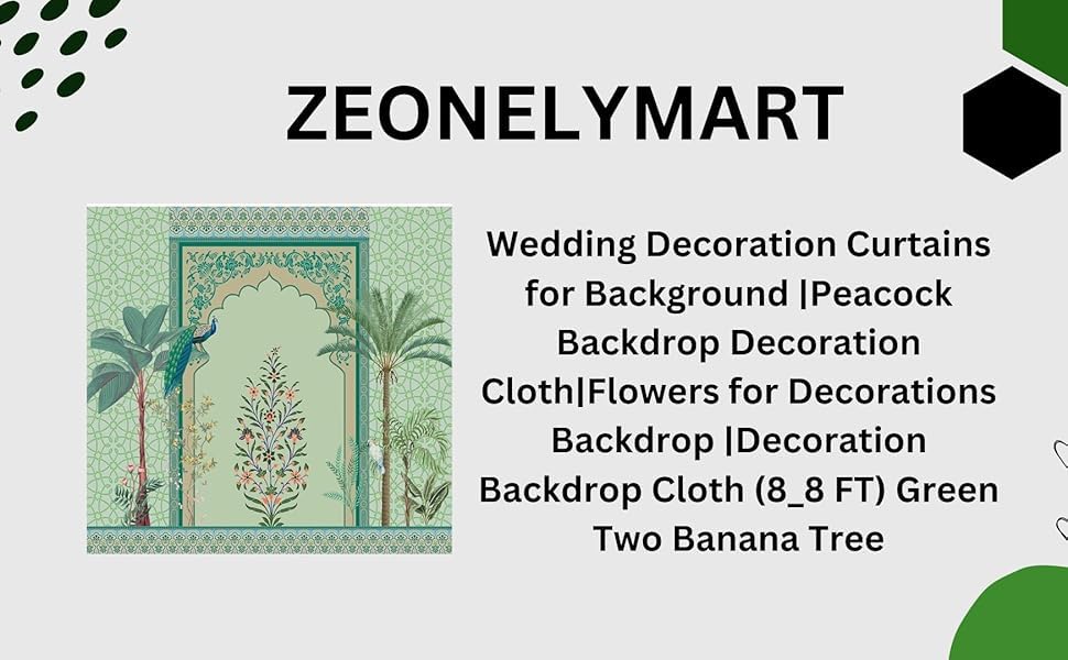 Image of Wedding Decorations Curtains for Background |Peacock backdrops Decorations Cloth|Pooja Backdrop Cloth (8 8 FT) Green Two Banana Tree | Traditional Decoration Backdrop | sankranti Backdrop