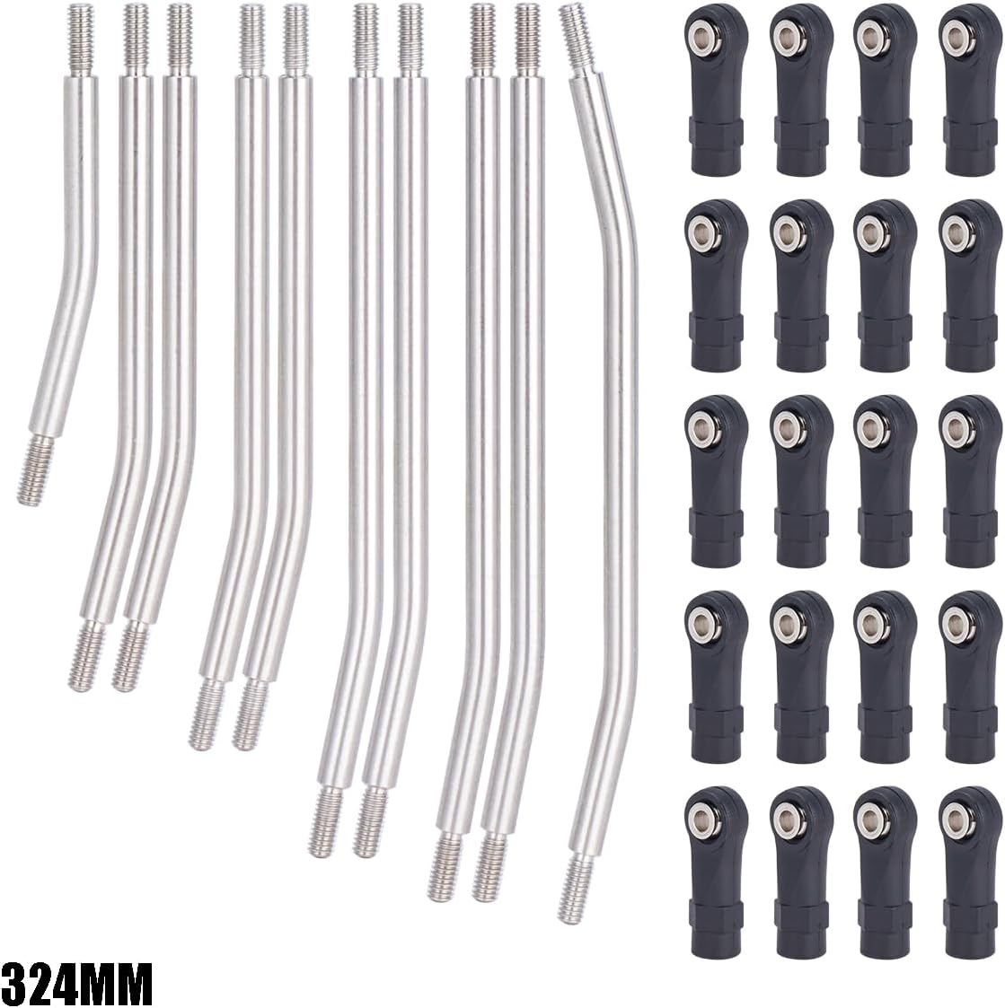 RC Metal Links Upper Lower Linkage Chassis Link Set with Plastic Rod Ends,313/324mm Wheelbase for 1/10 AXIAL SCX10 II 90046 RC Crawler Car (324mm)