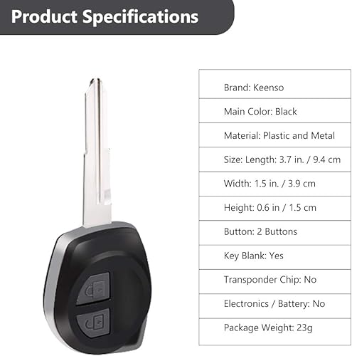 Miniatura 2 de Llavero remoto de entrada sin llave de 2 botones, repuesto para Suzuki Vitara Swift Ignis SX4 Liana Alto Negro