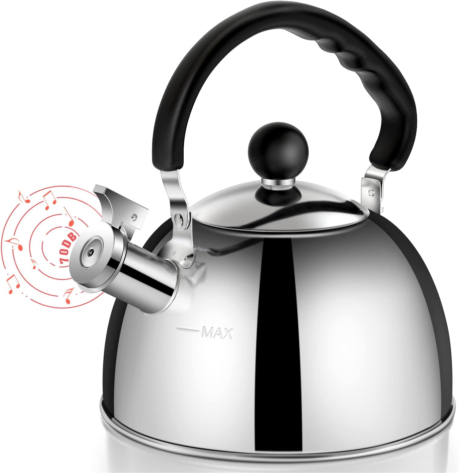 Tea Kettle, 2 Quart Tea Kettle Stovetop, Stainless Steel Whistling Teakettle Tea Pots for Stove Top with Ergonomic Folding Handle, Small Teapot, Water boiler for Tea, Coffee, Mirror Finished