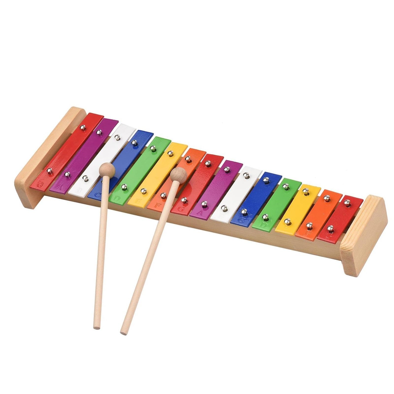 instrumento xilófono Xilófono Glockenspiel De 15 Notas Base De Madera Regalo De Percusión De Aluminio Colorido Con 2 Mazos