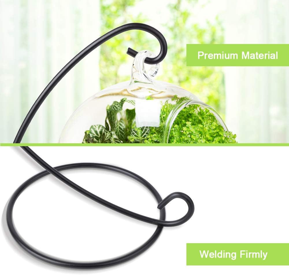 Senignol Ornament Display Stands, 4Pack Iron Ornament Display Holder for Hanging Glass Globe Air Plant Terrarium Stand, Hanging Witch Ball Easter Christmas Decoration(Black, 9 inch)
