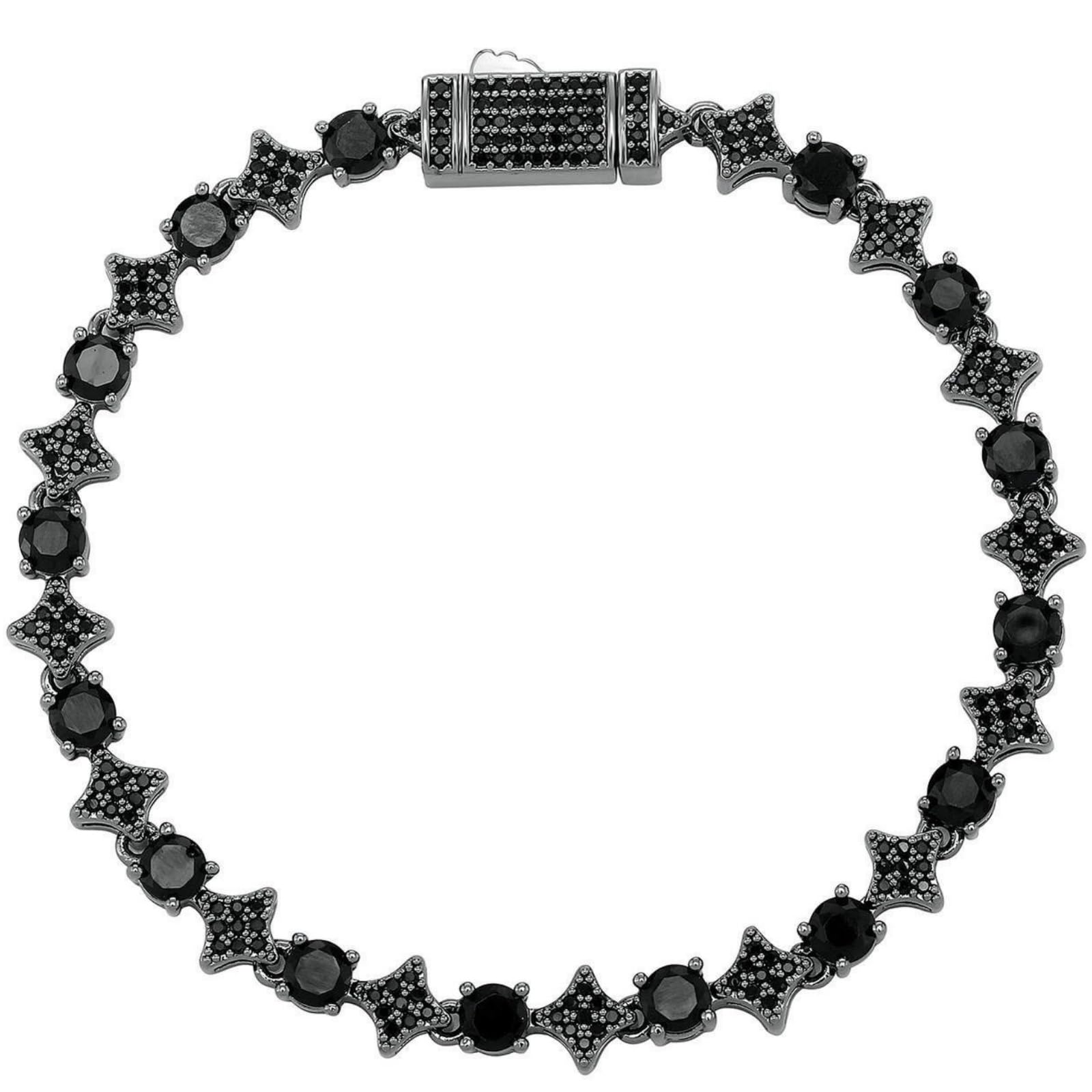 LLXYWJ Catena da Tennis da Uomo Hip Hop con rombo Cubic Zirconia Bracciale con Chiusura a Molla Gioielli Streetwear Regalo Unisex