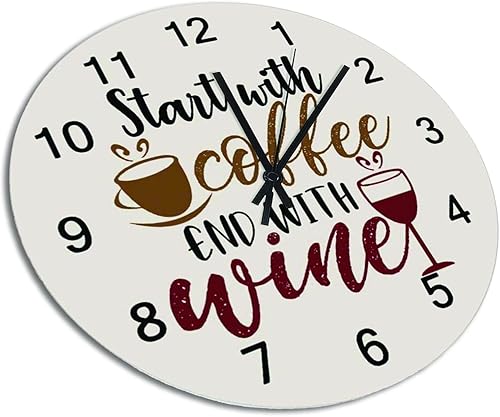 Miniatura 3 de Relojes de pared de madera silenciosos que no hacen tictac, comienza con extremo de café con relojes de pared redondos de vino, funciona con pilas,