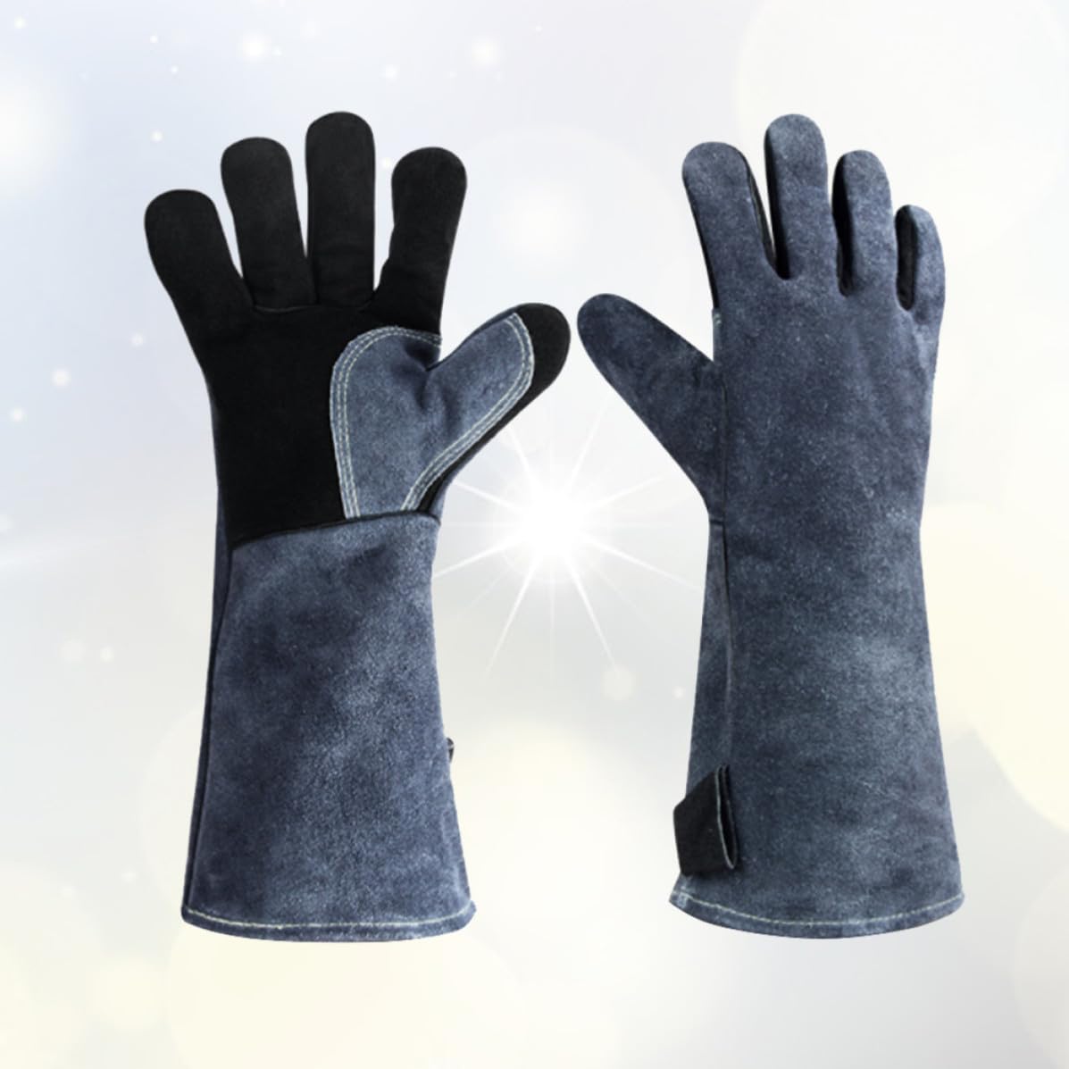 Didiseaon 2 Paia Guanti Barbecue in Pelle Nera Resistenti al Calore per Uso | Antiscivolo, Facili da Indossare e Togliere, Comfort Durante la Cottura