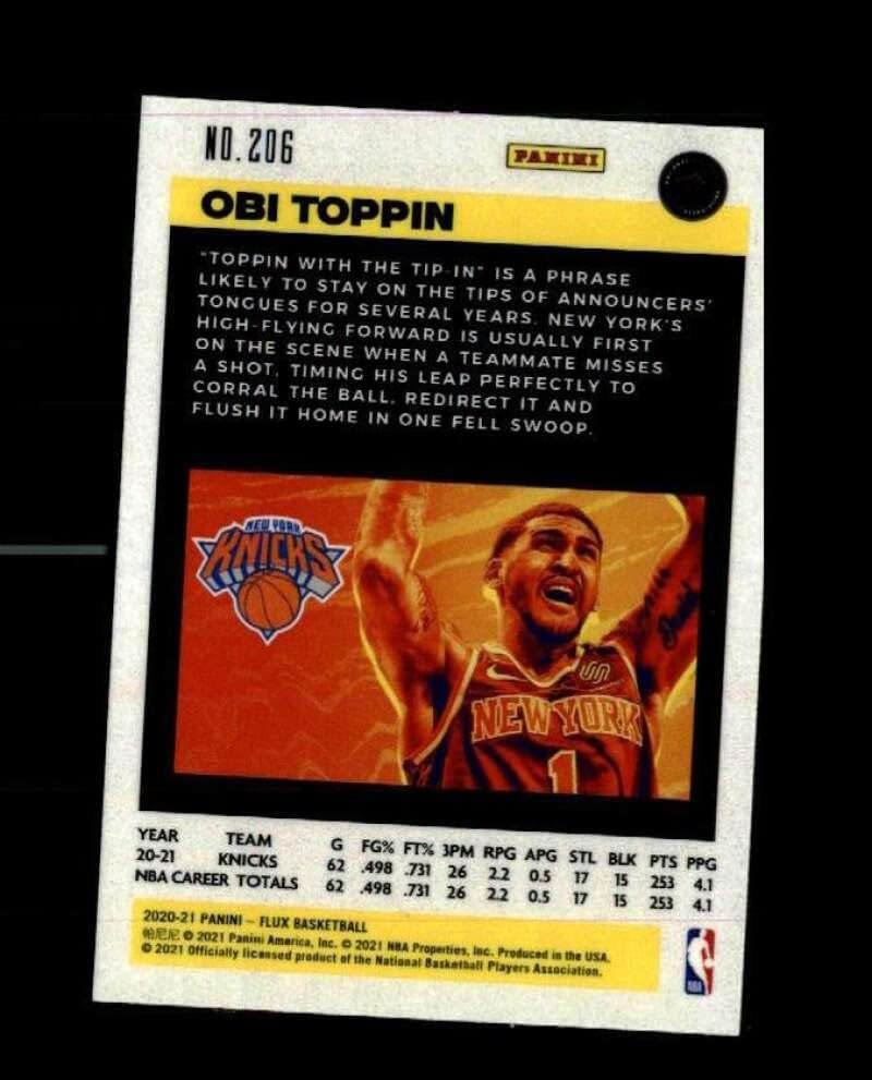 Miniatura 2 de 2020-21 Panini Flux #206 Obi Toppin RC Rookie New York Knicks NBA Basketball Trading Card