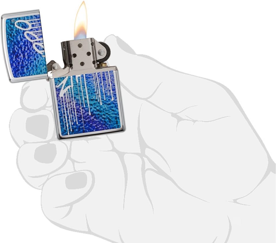 Zippo Logo Design Lighters Chrome High Polish Chrome Fusion Purple/Blue