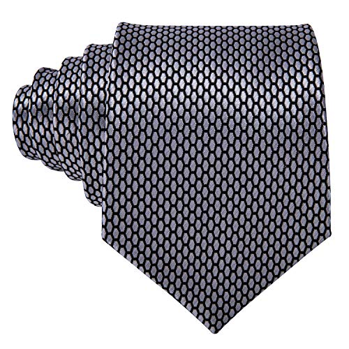 Image of Barry.Wang Plaid Ties for Men Silk Necktie Handkerchief Cuff Links Set