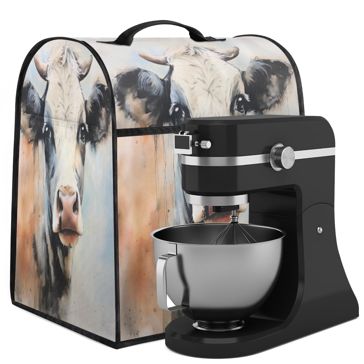 Coffee Maker Cover Watercolor Dairy Cow Kitchen Appliance Covers Small Appliance Covers Blender Cover Juicer Cover Dust Covers for Kitchen Appliances with Top Handle and Pockets,Washable,C406