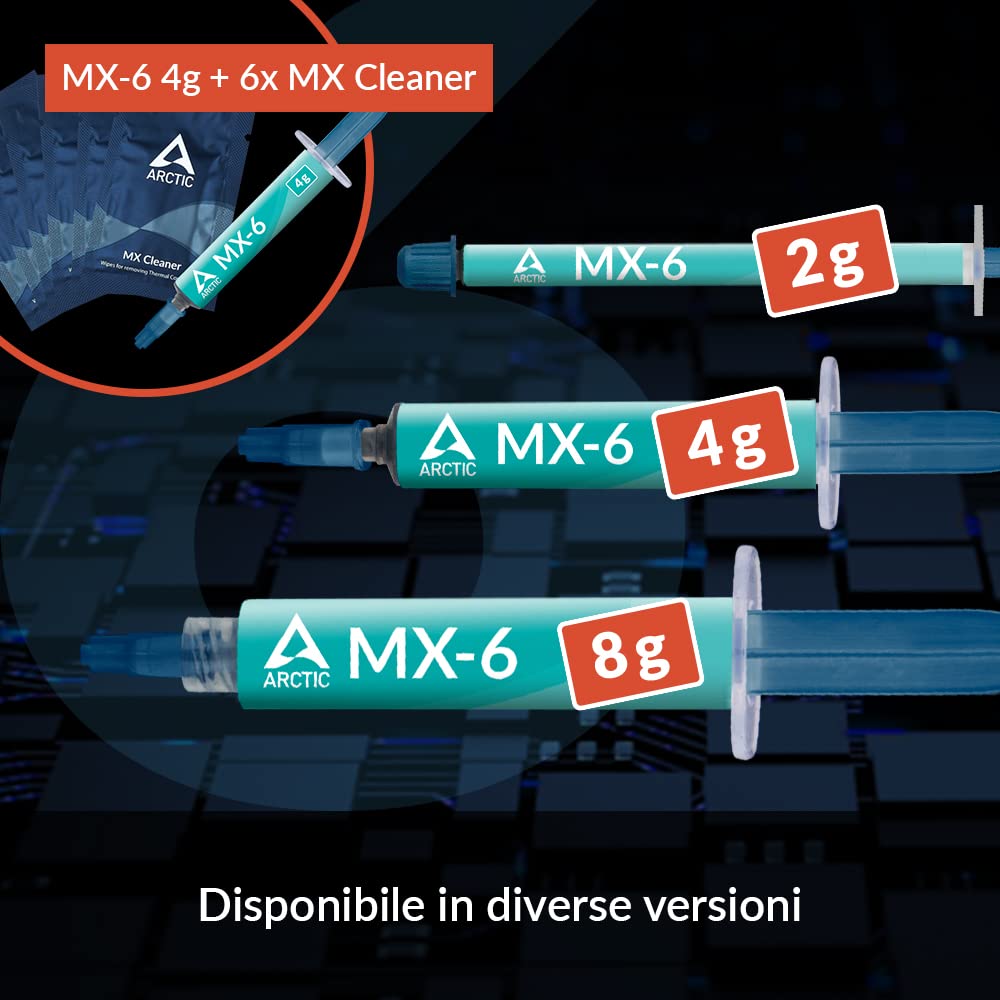 ARCTIC MX-6 Pasta Termica 4g con 6 MX Cleaner, Thermal Paste per CPU, GPU, Console, Laptop