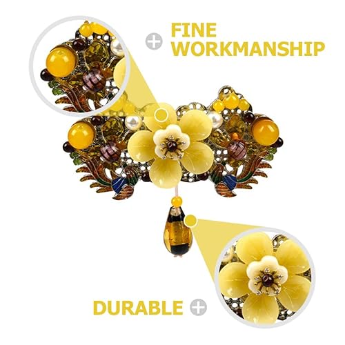 Miniatura 5 de minkissy Pasadores florales retro, pinzas para el cabello de cristal fénix, pasadores de pelo de cristal naranja, colgante de cuentas de cristal