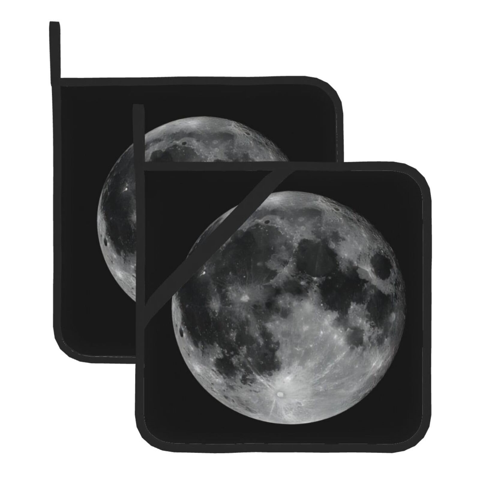 YYHHAOFA Moon Prints Square Hot Pads - Durable Kitchen Covers for Heat Resistance, Waterproof Protection & Easy Cleaning - 2-Pack with Hanging Loops