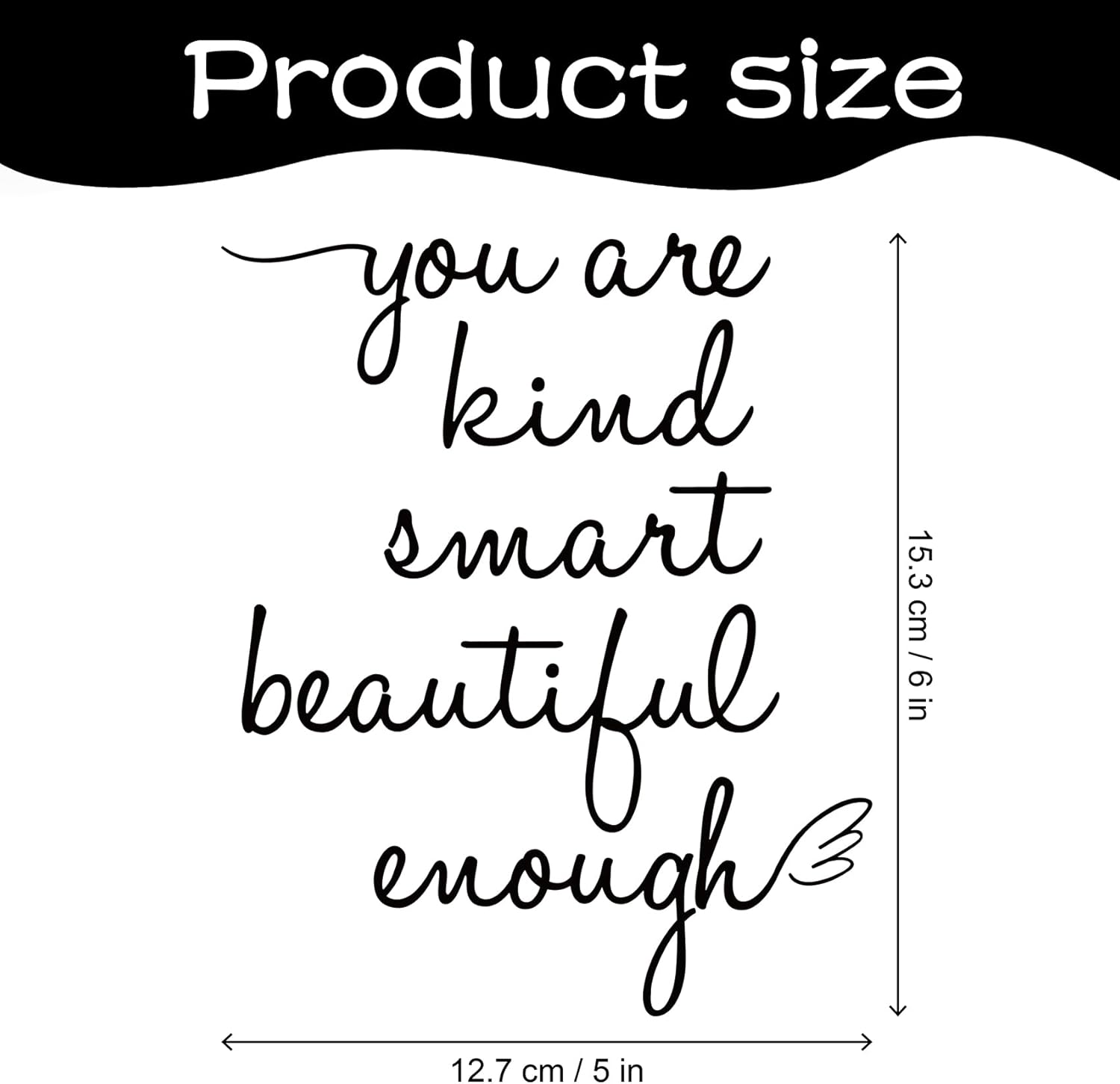 Bathroom Mirror Affirmation Wall Decor, You are Kind Smart Beautiful Enough Vinyl Stickers, Mirror Wall Sticker for Bathroom Bedroom, Affirmations Decals for Girls Teens (Black)