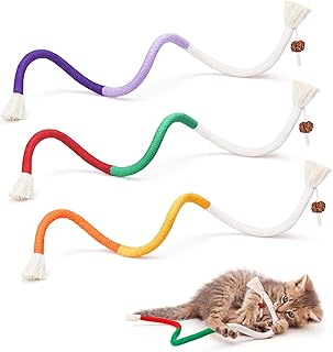 lomdung Pack of 3 Cat Toy Teething Rope, Cat Sisal Rope Toy, Teaser Wand for Cats, Chew Sticks, Kitten Toy, Cat Toy Set, for Cats Dental Care and Against Bad Breath product image