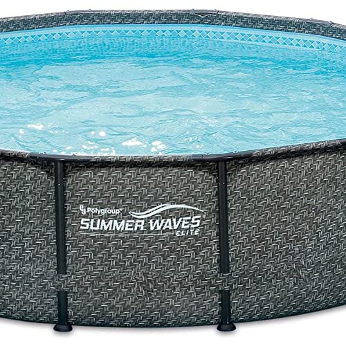 Summer Waves 14 Foot x 48 Inch Round Metal Frame Above Ground Outdoor Swimming Pool Set with Ladder, Skimmer Filter Pump, and Filter Cartridge - Thumbnail 6