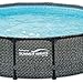 Summer Waves 14 Foot x 48 Inch Round Metal Frame Above Ground Outdoor Swimming Pool Set with Ladder, Skimmer Filter Pump, and Filter Cartridge