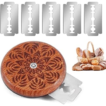 1 Knife Set and 5 Blades Cutting Tool Dough Razor Bread Lame Scoring Tool Baguette Knife Scoring Cutter for Cutting Baguette Curved Bread Knife