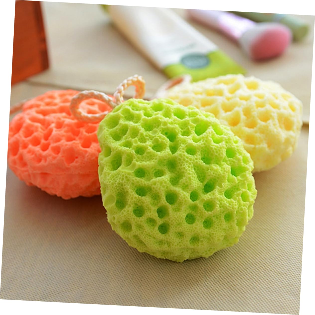 Healvian 9piezas Esponjas De Baño Panal Para Ducha Esponjas Exfoliantes Amarillo Verde y Naranja Suaves y Duraderas Para Limpieza Corporal