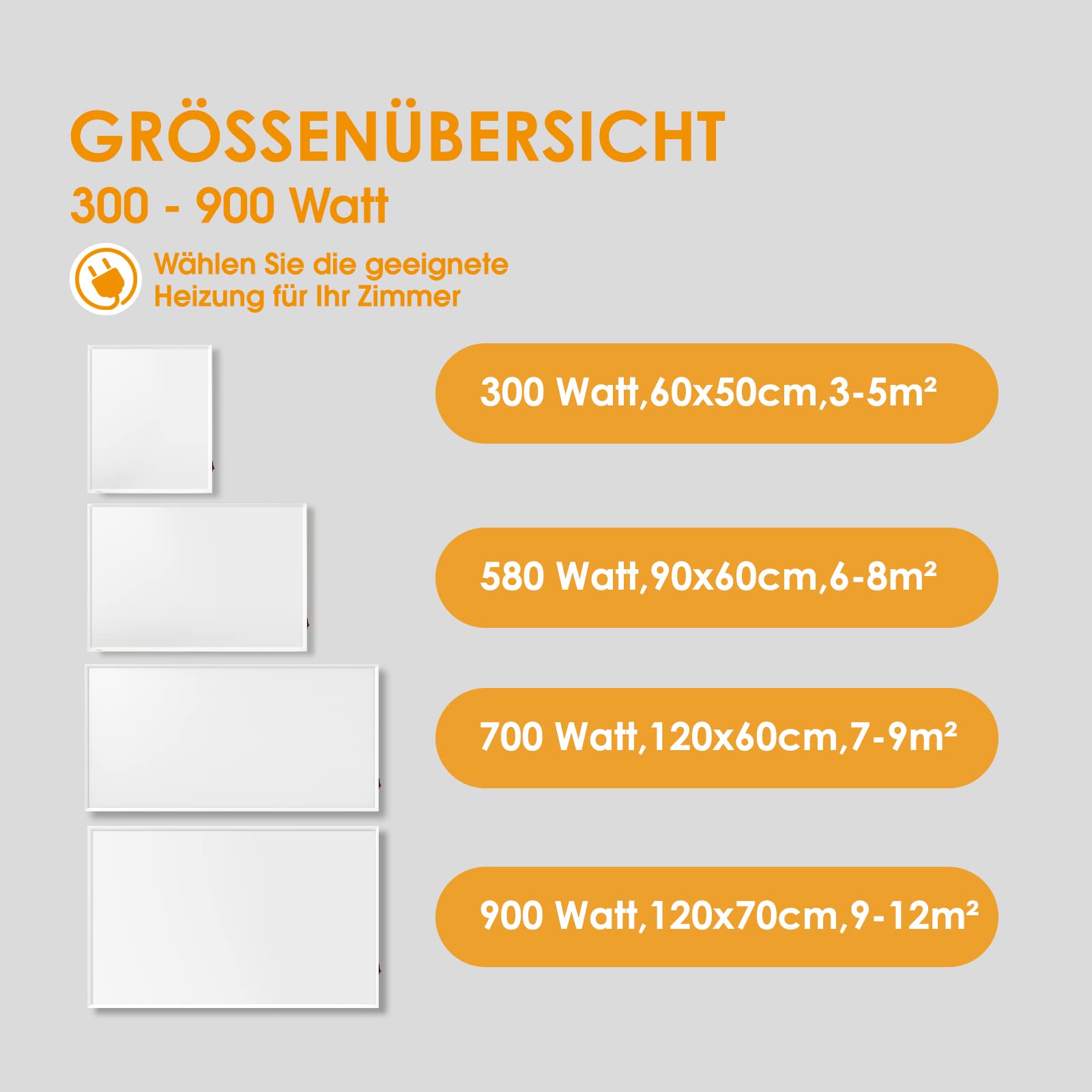 Byecold Grzejnik na podczerwień z nóżkami, 300 W, ogrzewanie ścienne na podczerwień z przełącznikiem, płyta grzewcza, panel grzewczy, energooszczędny, ochrona przed przegrzaniem, Carbon Crystal z certyfikatem RoHS, CE GS