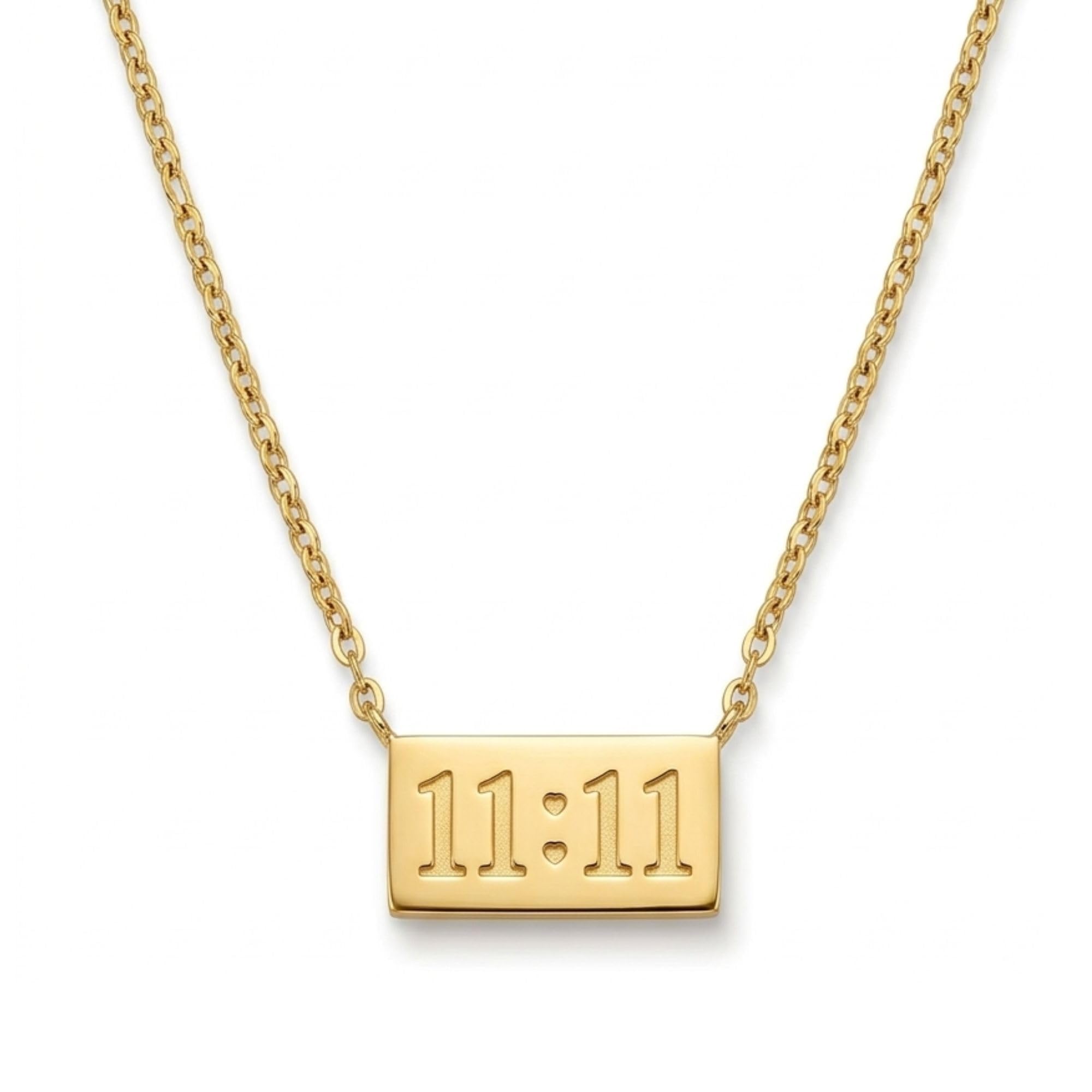 11:11 Engraved Gold Pendant Necklace | Minimalist Rectangle Bar Chain Necklace | Lucky Angel Number Jewelry Gift | Gold Plated Adjustable Necklace | Fashion Jewelry for Women And Girls-image-25