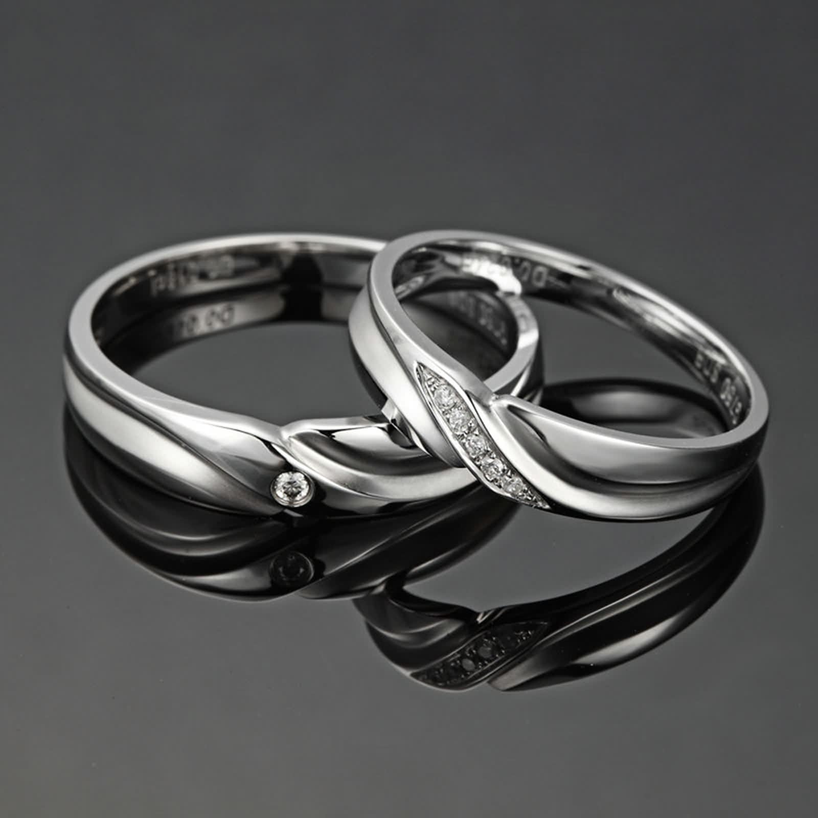 Anillo de Compromiso Diamante, Anillos Mujer Bisuteria Plata Raya Platino/Oro Blanco de 18 K para Unisexo Por Promesa de Boda
