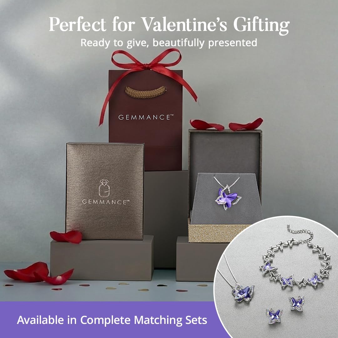 Valentine's Day Gift Butterfly Birthstone Crystal Necklace, Silver Tone with 18”+2” Chain, Necklace for Mother’s Day Anniversary Birthday Gifts for Women and Daughter - Image 6