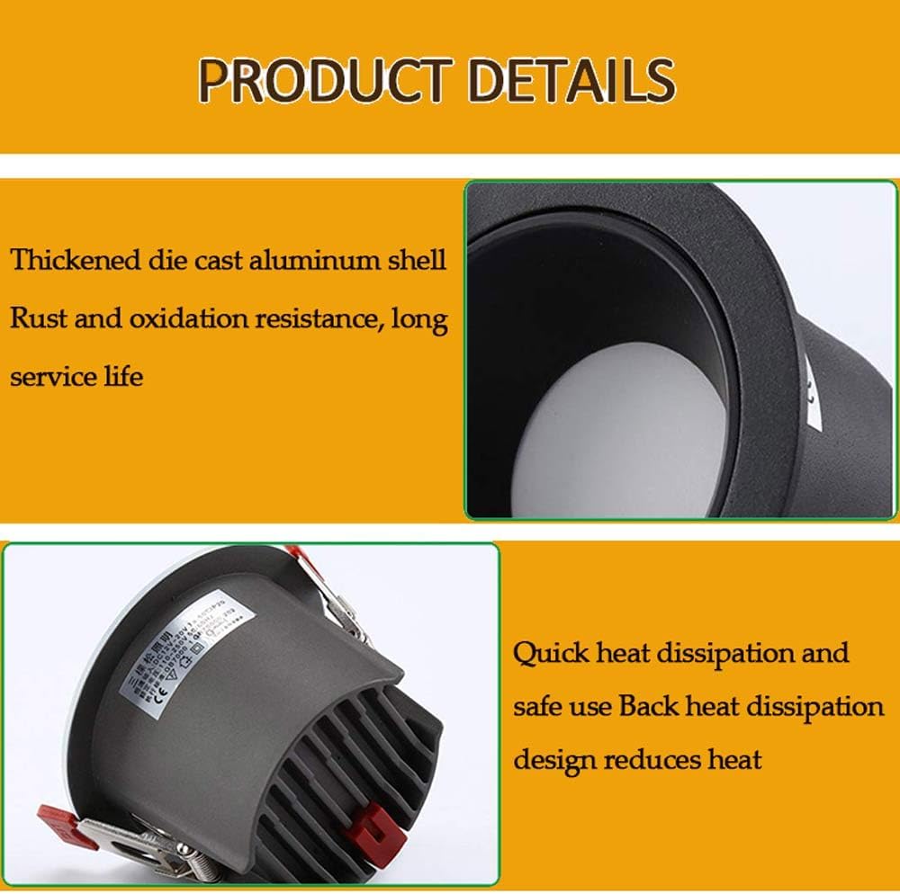 3.5/4 Inch Retrofit LED Recessed Lighting 7/12W Dimmable Ceiling Downlights | 3000K-6000K Switchable CRI90 2 Pack Black Room Recessed Light Fixtures | LED Can Lights