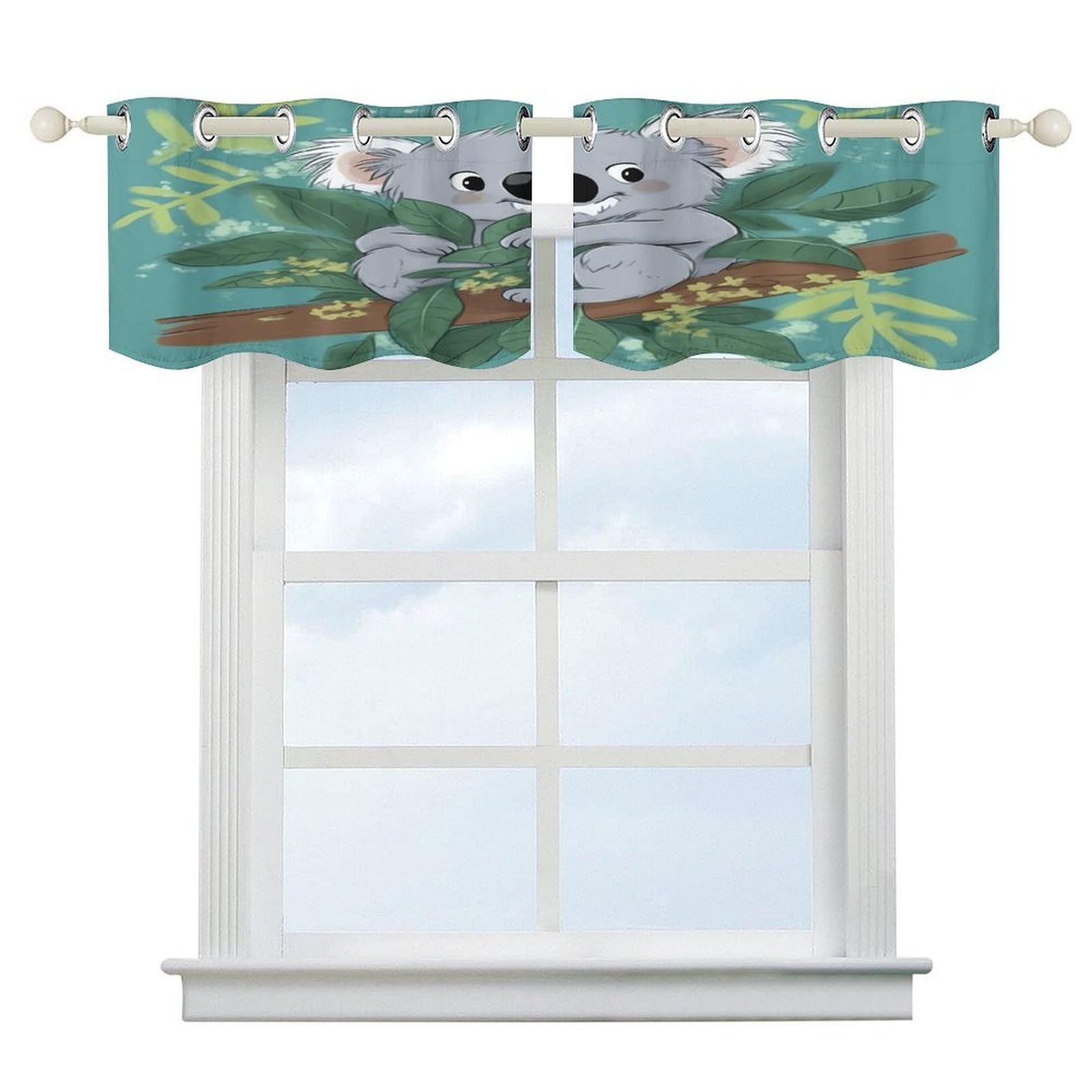 Fekiloot Style Koala Vine Cartoon Short Curtains Valance Curtain