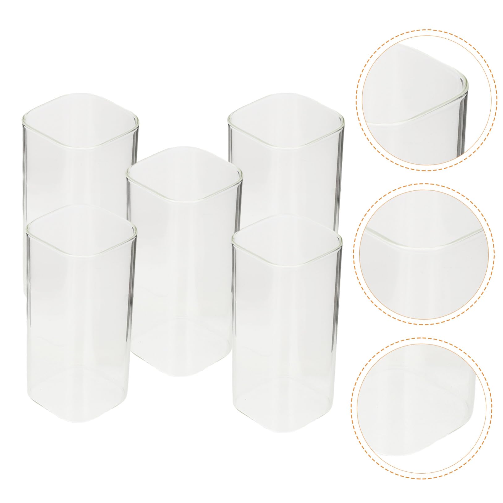 BESTYASH 5pièces Gobelets Verre Transparent Lot pour Café Thé et Autres Boissons Résistants Chaleur Verre Raffiné pour Usage Quotidien