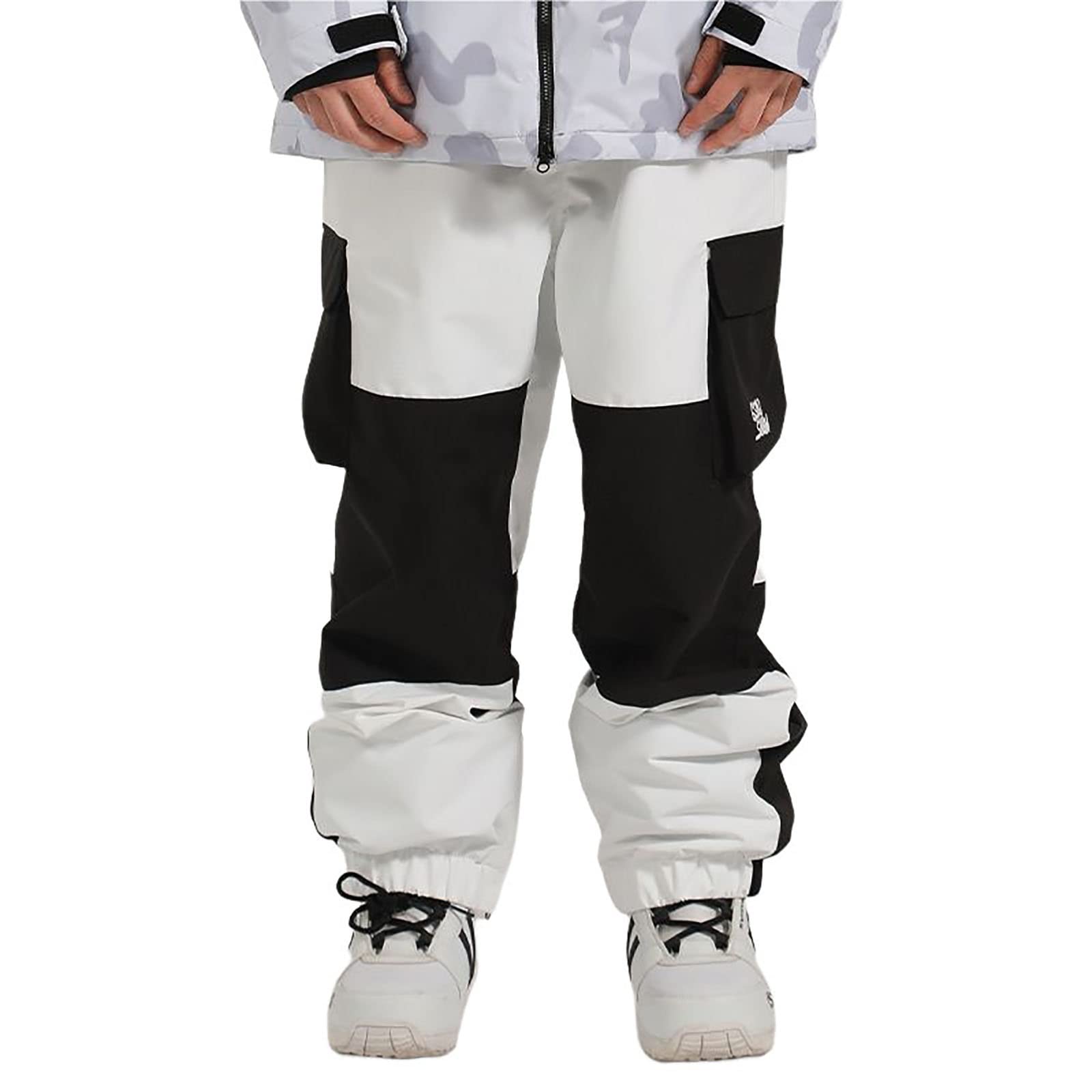 Zimowe męskie i damskie spodnie narciarskie, zagęszczone szwy Duże kieszenie Ciepłe, wiatroszczelne i wodoodporne spodnie śnieżne, na outdoorowe spodnie snowboardowe unisex