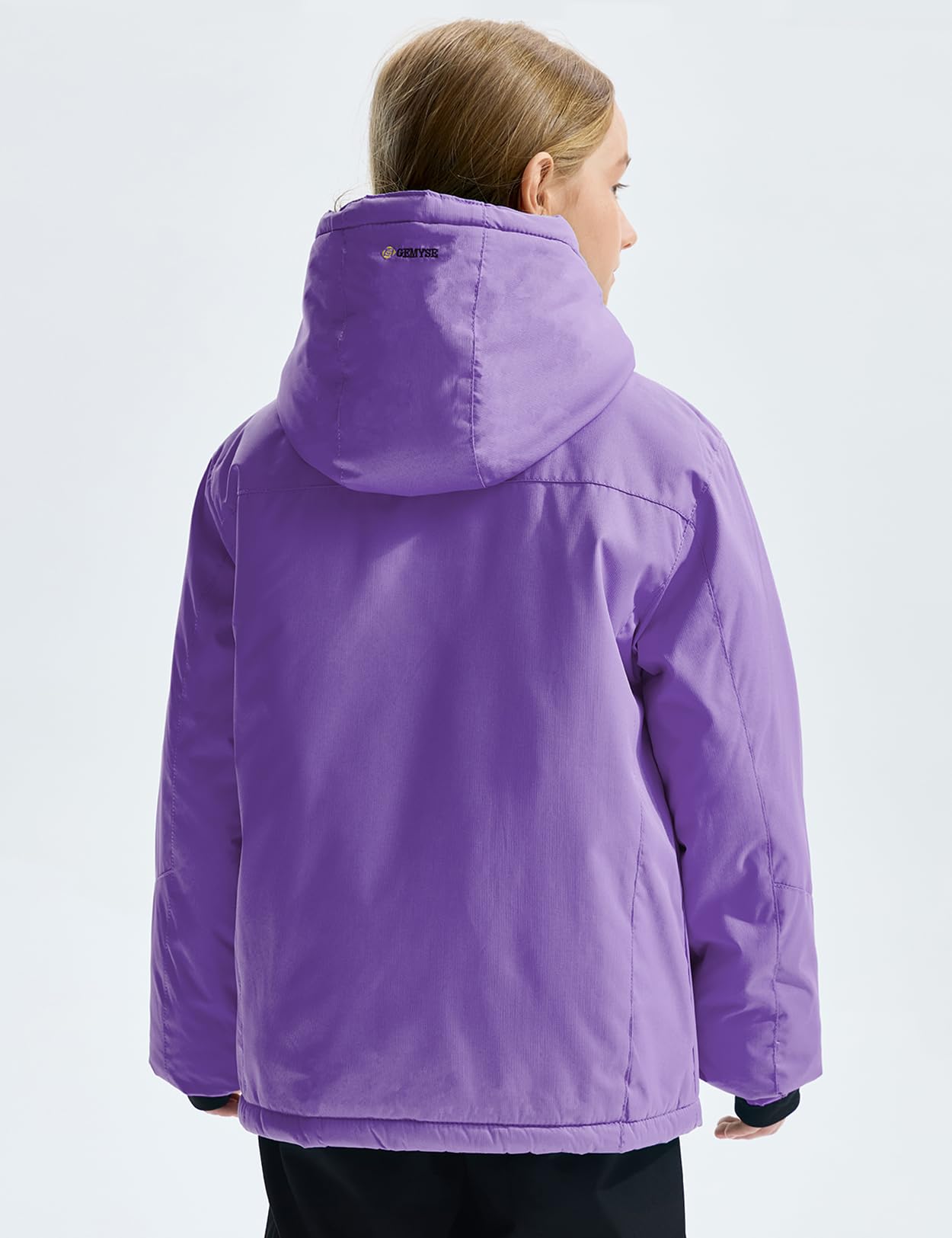 GEMYSE Veste de Ski Imperméable de Montagne pour Fille Manteau d'hiver Extérieur en Polaire Coupe-Vent avec Capuche