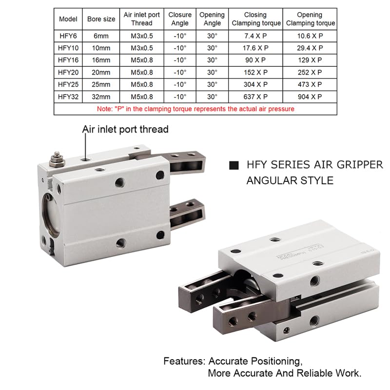 Griffes d'air HFR 16mm à ouverture 180 degrés pour vérin - 5