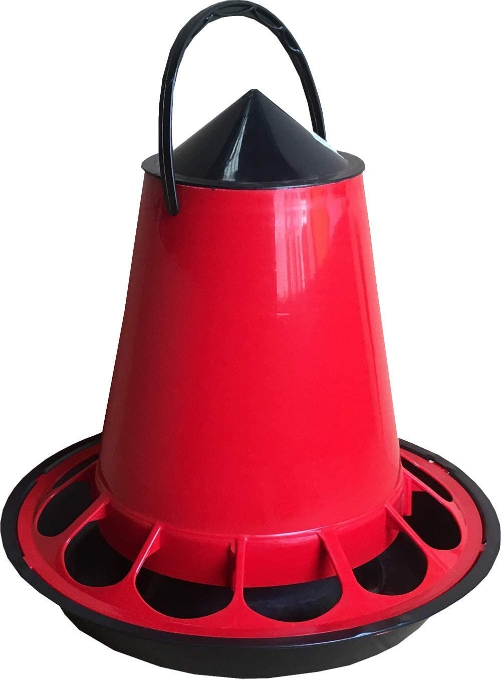 Comedero de Plástico Colgante o Suelo para Alimentar Aves de Corral, Gallinas y Pájaros - Capacidad 5 kg de Pienso