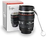 Coffee Mug, 12oz Funny Camera Lens Mug, Travel Coffee Cup with Lid, Insulated Tumbler for Hot Ice Coffee Cola Milk Tea | Ideal Gifts for Photographers Sweeties Men Women Birthday Xmas (350ml, Black)