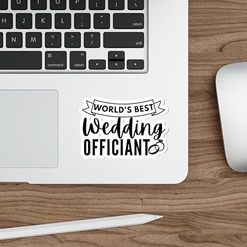 World’s Best Wedding Officiant Sticker Weatherproof Window Decal Vinyl Small Waterproof for Water Bottle Mug Passport Book Scrapbook Laptop Tumbler Skateboard Computer Phone Size 4\" Funny Gift - Thumbnail 2
