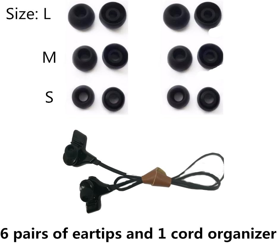 Kopowaes Eartips 6 Pairs Small/Medium/Large 3 Sizes Silicone Replacement Ear Buds Tips.