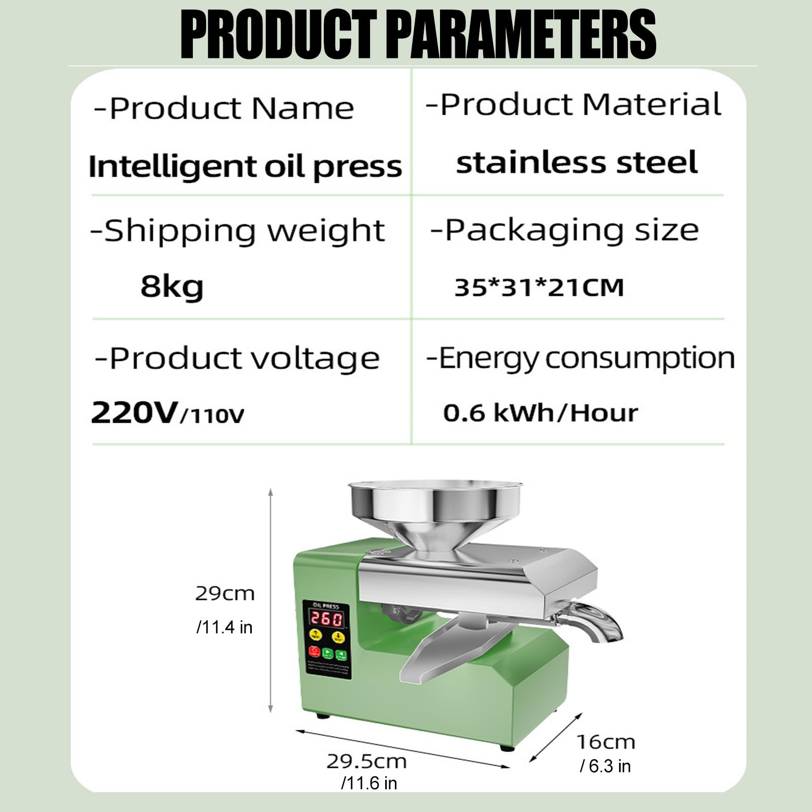 Automatyczna Prasa Do Oleju 220V | Stal Nierdzewna Prasa Na Zimno I Gorąco Z Inteligentnym Sterowaniem Temperaturą 40-300°C Do Oliwek Kokosa Nasion