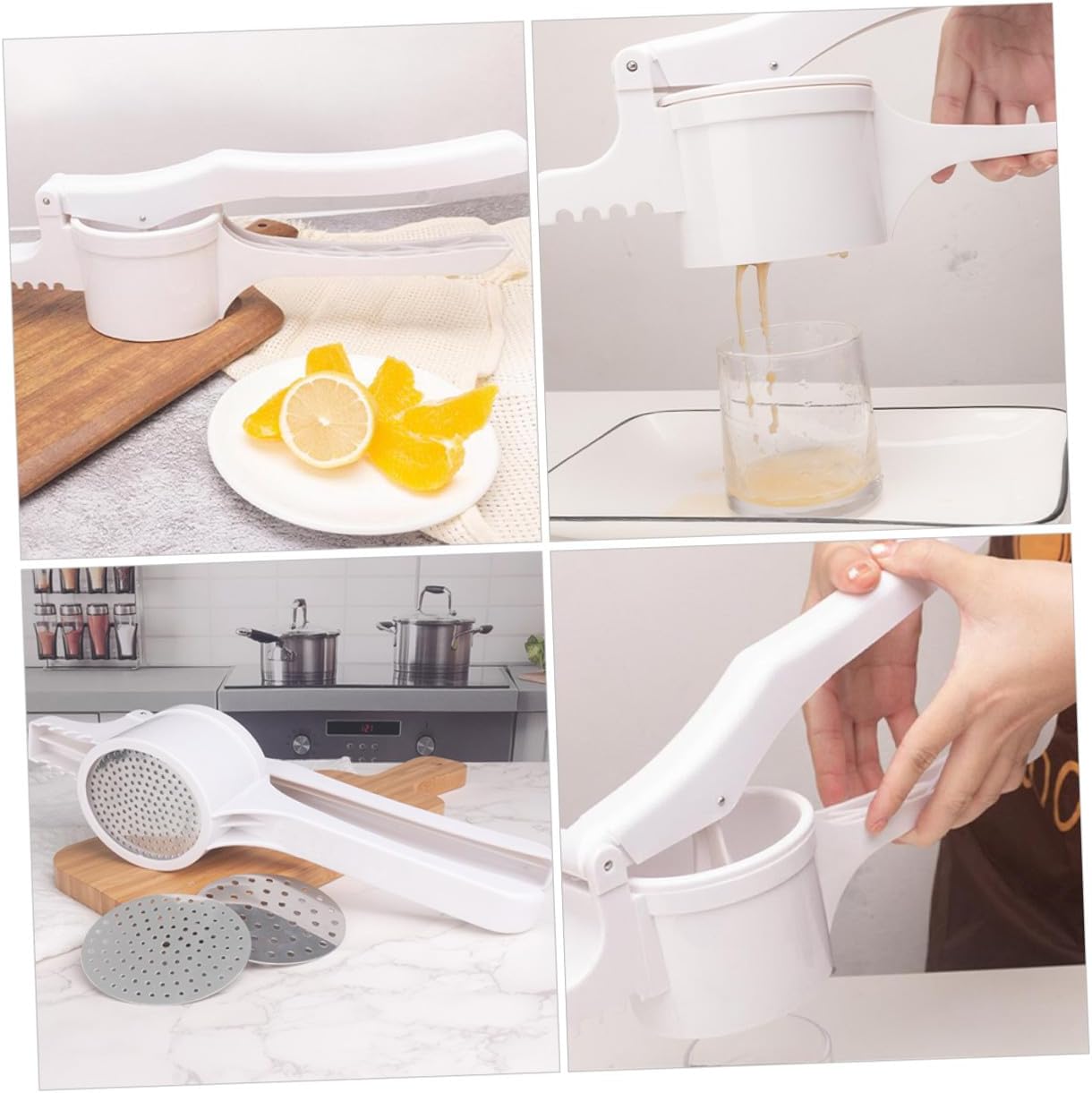 Manual Potato Crusher with Interchangeable Discs Kitchen Potato Masher for Home Restaurant Use Fruit and Vegetable Puree Tool for Pumpkin Carrot