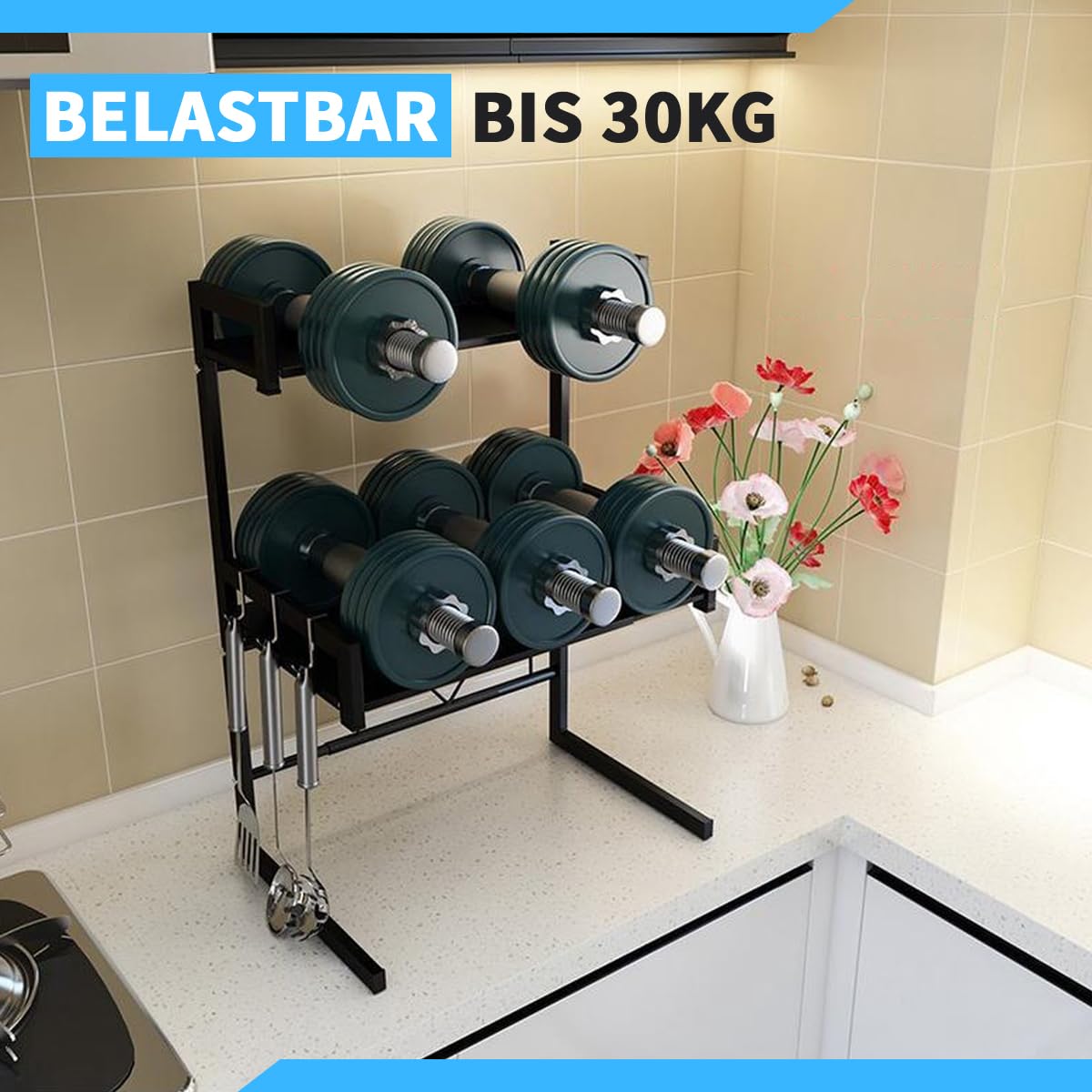 Fleau Home Mikrowellenschrank – Regal für Mikrowelle – Küchenregal – Arbeitsplatten-Organizer – Küchenaufbewahrung – verstellbares Mikrowellenregal – Ofenregal – Metall – Schwarz
