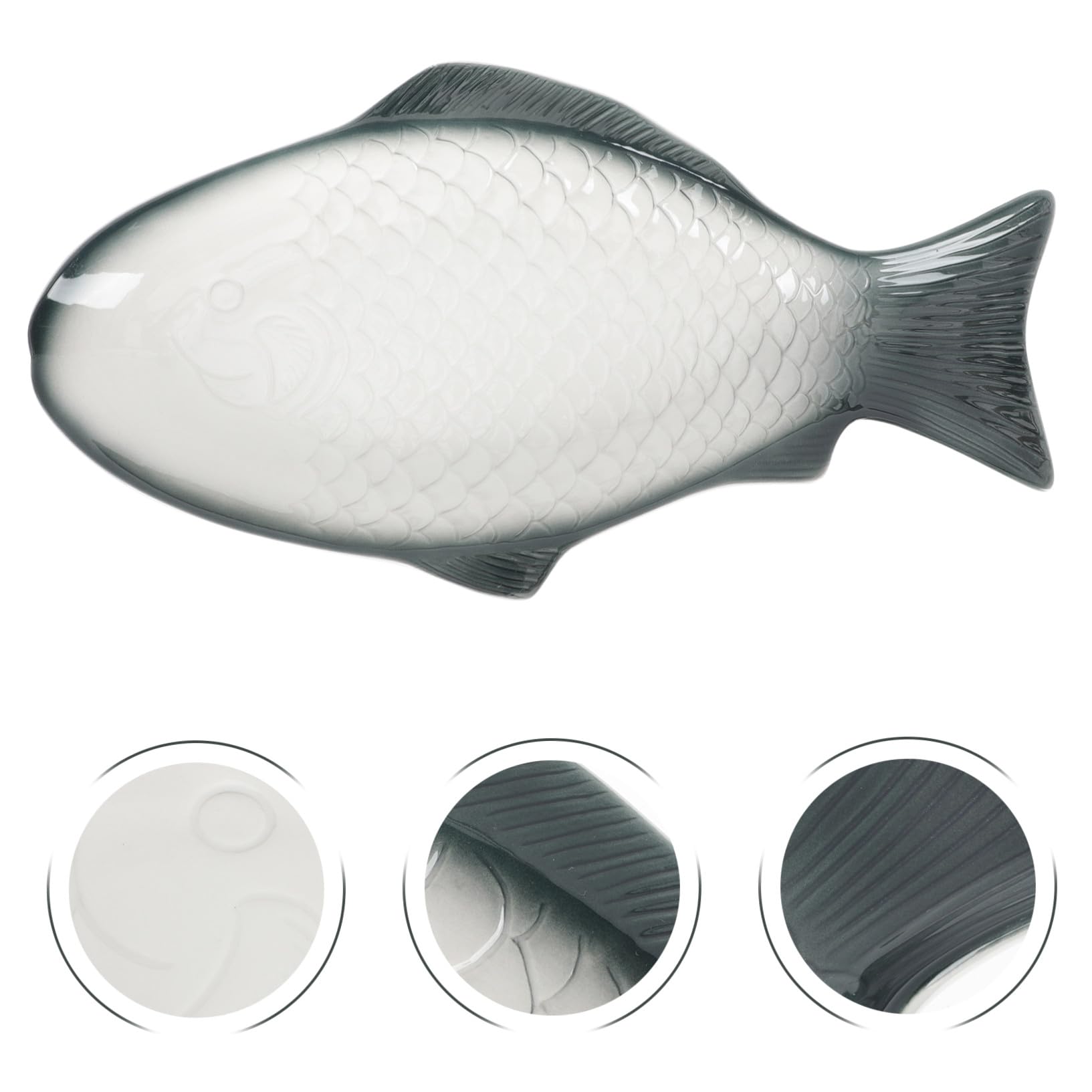 Plato de Cerámica para Cocinar al Vapor y Servir Bandeja Decorativa Elegante y Delicada Forma de Pescado para Mesa Festiva y Mariscos