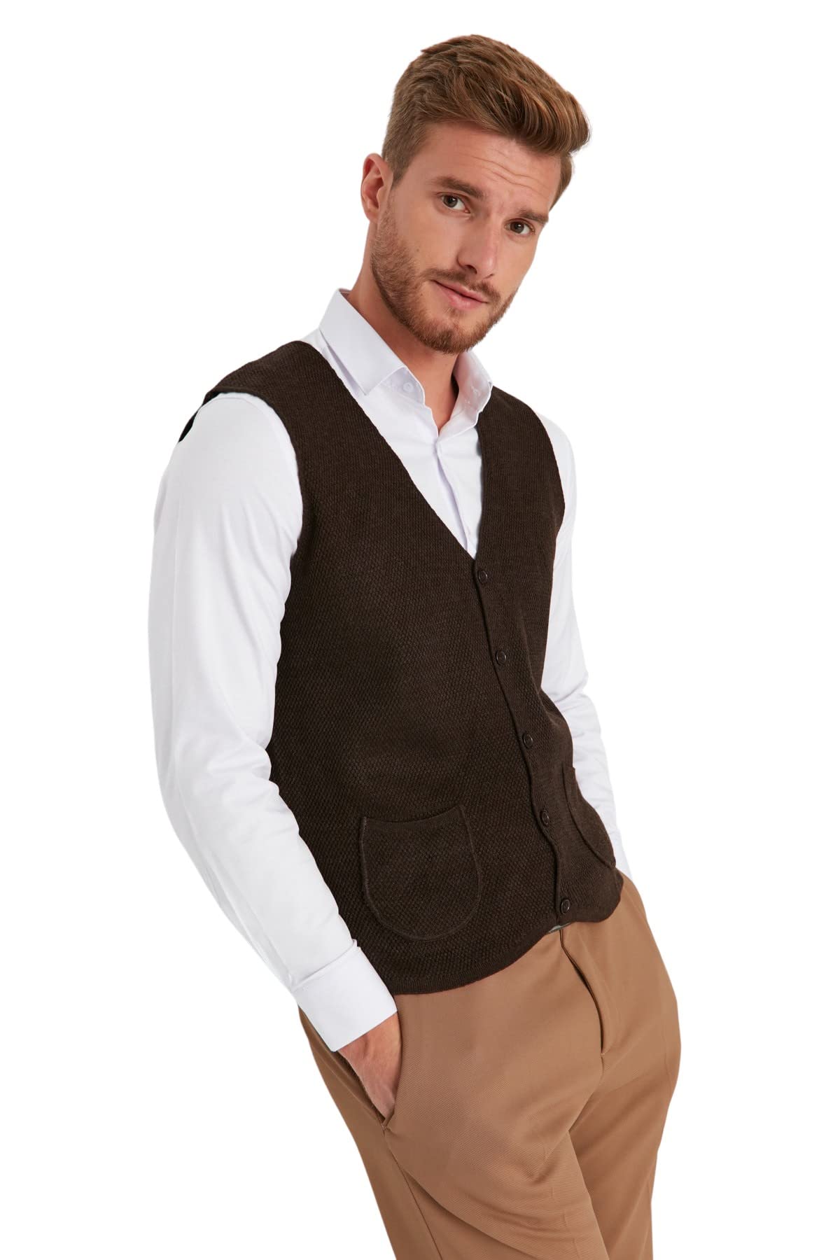 TRENDYOL Bluza męska, brązowy, S